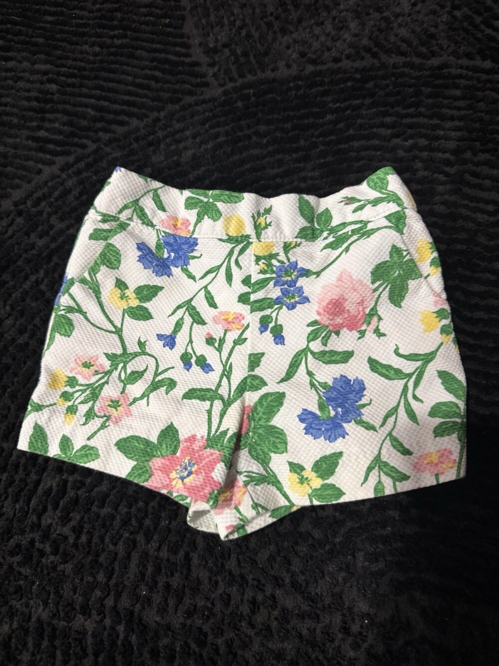 Janie and Jack Floral Elastic Waist Baby Shorts White Pink Green 12-18 Months